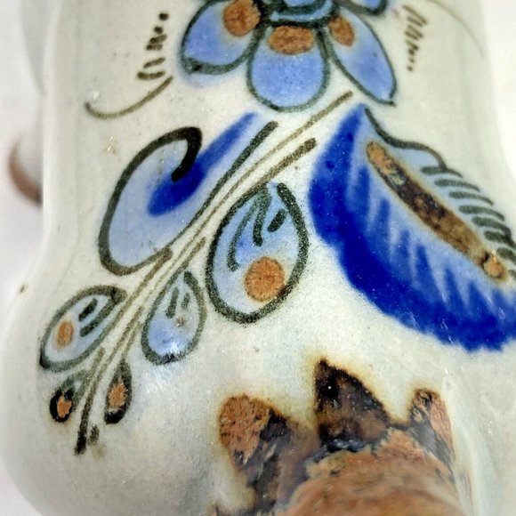 Tonal El Palomar Mexico Pottery Horned Billy Goat Figurine Floral Blue Butterfly - Picture 9 of 14